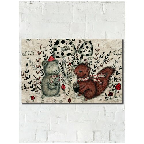 Картина интерьерная на рельефной доске животные крыса мышь ежик милота - 5154