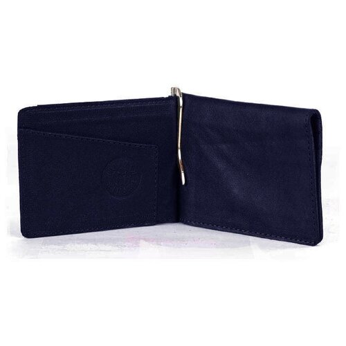 фото Кожаный зажим для денег. old school | синий макей