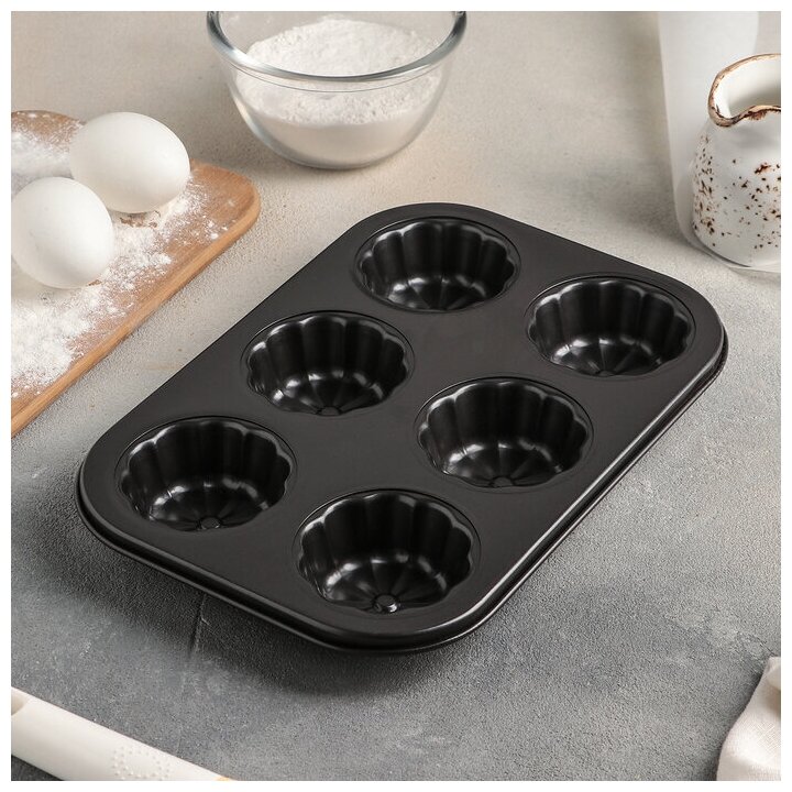 фото Форма для выпечки с а/п покрытием 27х18х3 см "Неженка" 6 ячеек