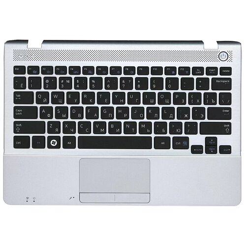 Клавиатура keyboard BA59-03270C для ноутбука Samsung NP270E5E NP350E5C NP300E5V NP350V5C NP355E5C черная топ-панель серебристая 2635₽