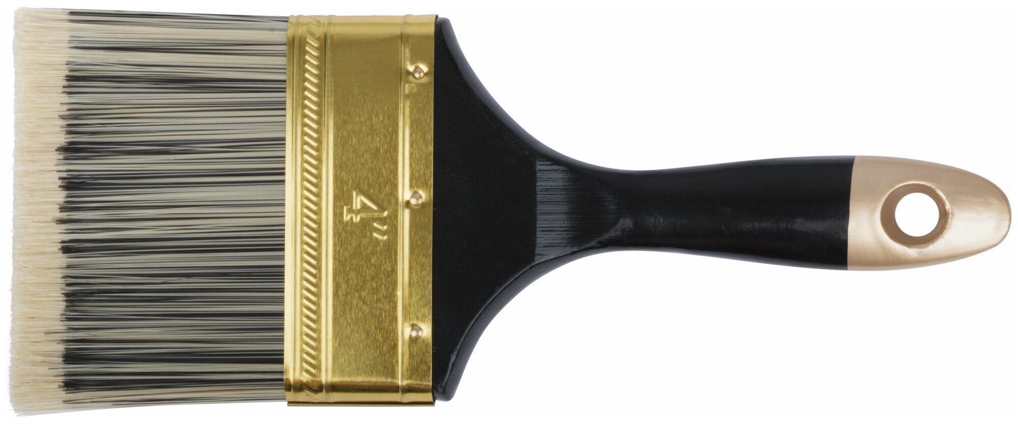 Кисть флейцевая "Стайл" искусственная черно-белая щетина деревянная ручка 4" (100 мм)
