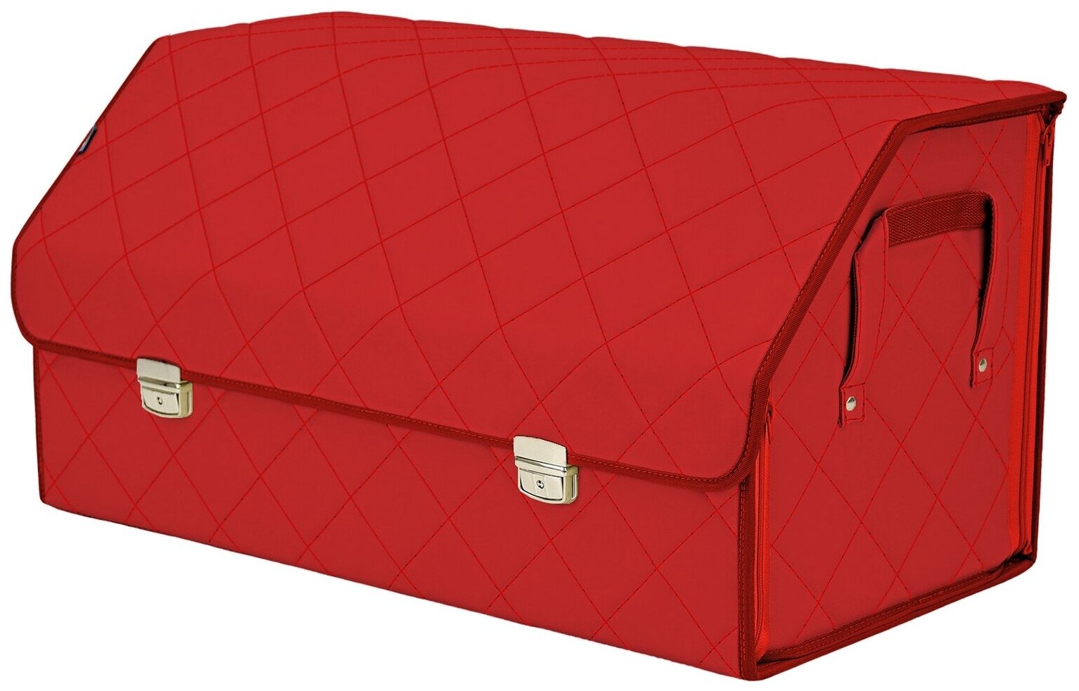 Органайзер-саквояж в багажник "Союз Премиум" (размер XL Plus). Цвет: красный с красной прострочкой Ромб.
