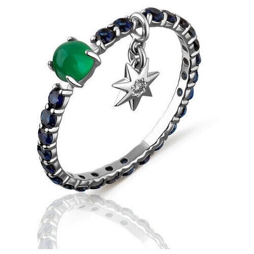 фото 88839 кольцо русские самоцветы candy кольцо с сапфирами, хризопразом и бриллиантом,17 размер