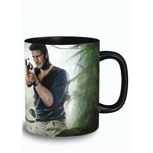 Кружка черная игры uncharted анчартед (нейтан дрейк, хлоя фрейзер, елена фишер) - 9244
