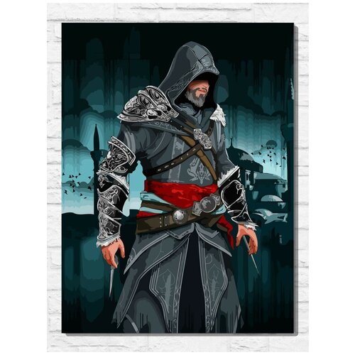 Картина по номерам на холсте игра Assassins Creed (Альтаир, Эцио) - 9187 В 30x40