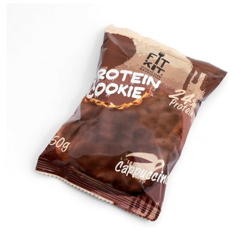 Шоколадное протеиновое печенье Fit Kit Chocolate Cookie (коробка 24шт) Капучино шоколадное протеиновое печенье fit kit chocolate protein cookie карамельный мусс 24 штуки по 50 гр фит кит