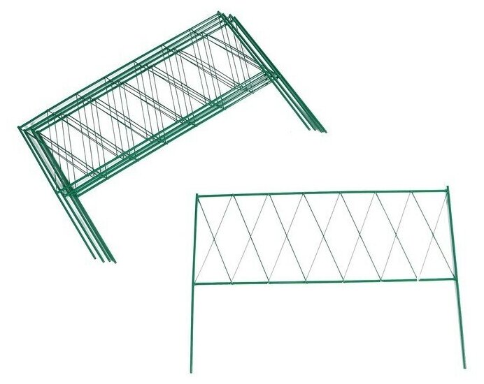 Ограждение декоративное, 70 х 482 см, 5 секций, металл, зелёное, "Буби"