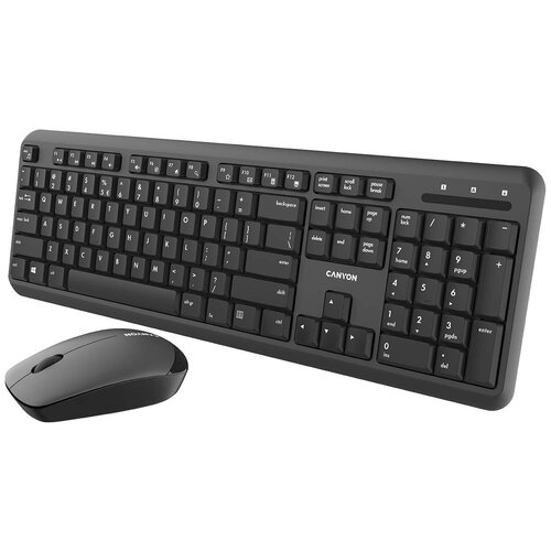 Беспроводной комплект клавиатура+мышь CNS-HSETW02-RU, черный комплект canyon cns hsetw3 ru чёрный usb радиоканал