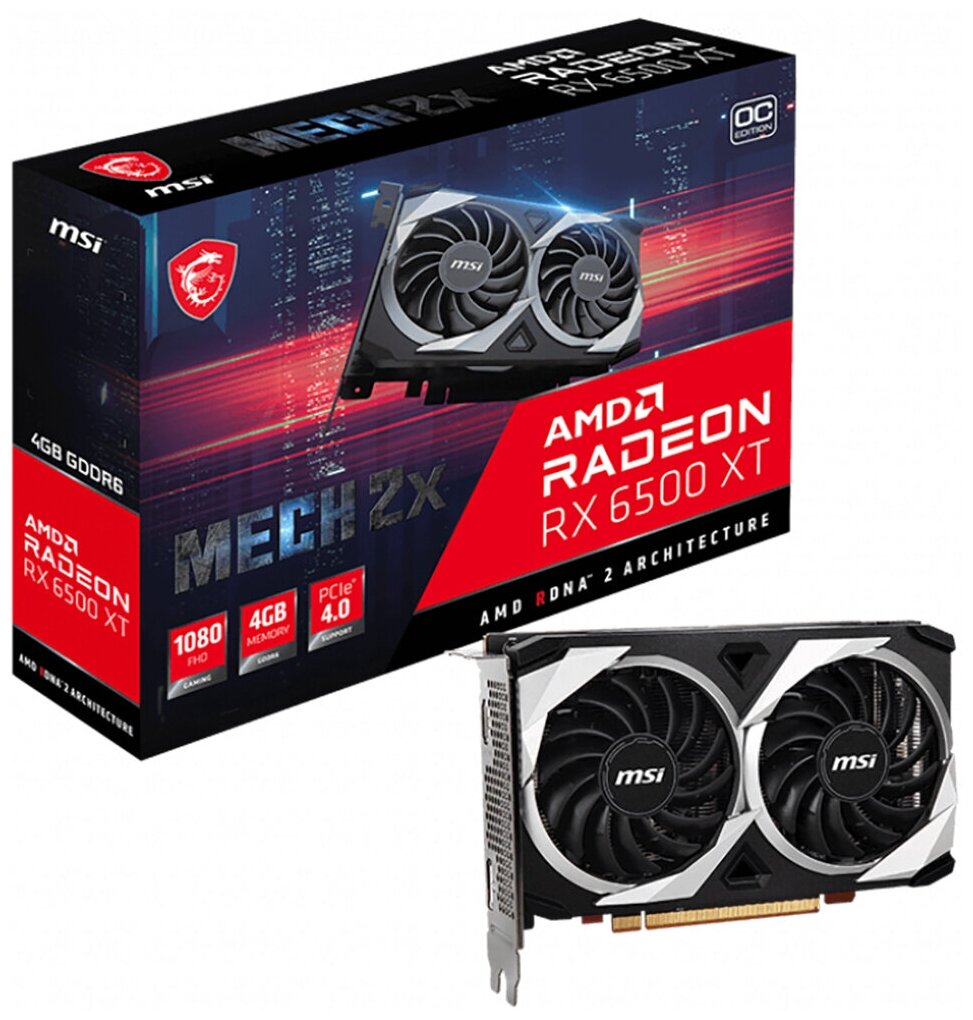 Видеокарта MSI Radeon RX 6500 XT MECH 2X 4G OC