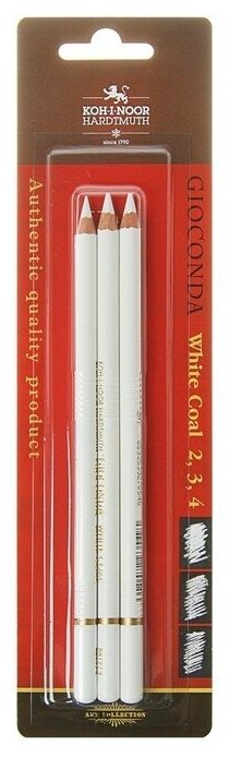 Уголь белый в карандаше .8812, набор разных твёрдостей № 2, 3, 4 .