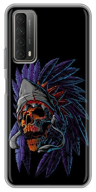 Дизайнерский силиконовый чехол для Хуавей П Смарт 2021 / Huawei P Smart (2021) Череп индейца