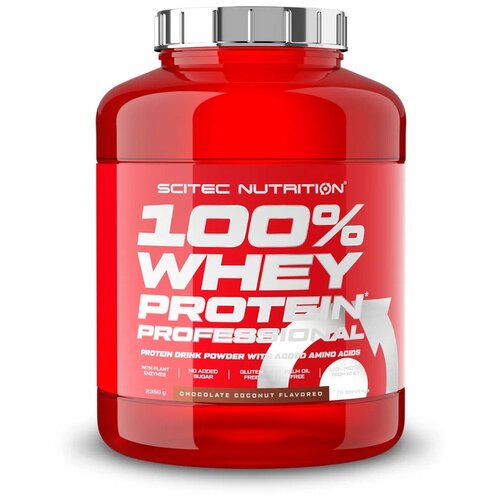 Протеин Scitec Nutrition 100% Whey Protein Professional, 2350 гр., шоколад-кокос scitec nutrition 100% whey protein 2350 гр клубника