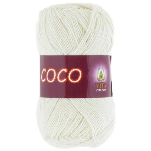 Пряжа хлопковая Vita Cotton Coco (Вита Коко) - 1 моток, 3853 молочный, 100% мерсеризованный хлопок 240м/50г