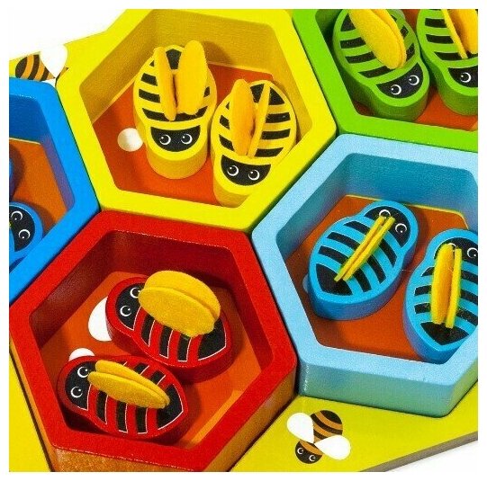 Сортер с пинцетом "Пчёлки" Развивающие игрушки от 1 года Монтессори игрушки для детей, 22 детали