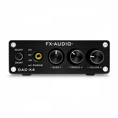 Усилитель для наушников 3.5мм, предусилитель с темброблоком (ЦАП) FX-AUDIO (RUS) DAC X4 Black (OPT,Coax,USB)