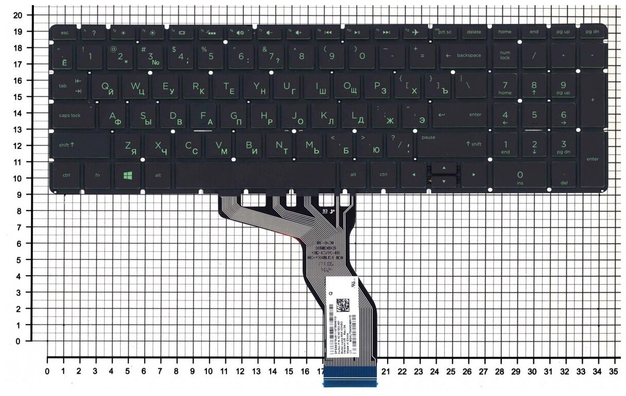 Клавиатура для ноутбука HP Pavilion Power 15-CB000 черная без рамки с подсветкой