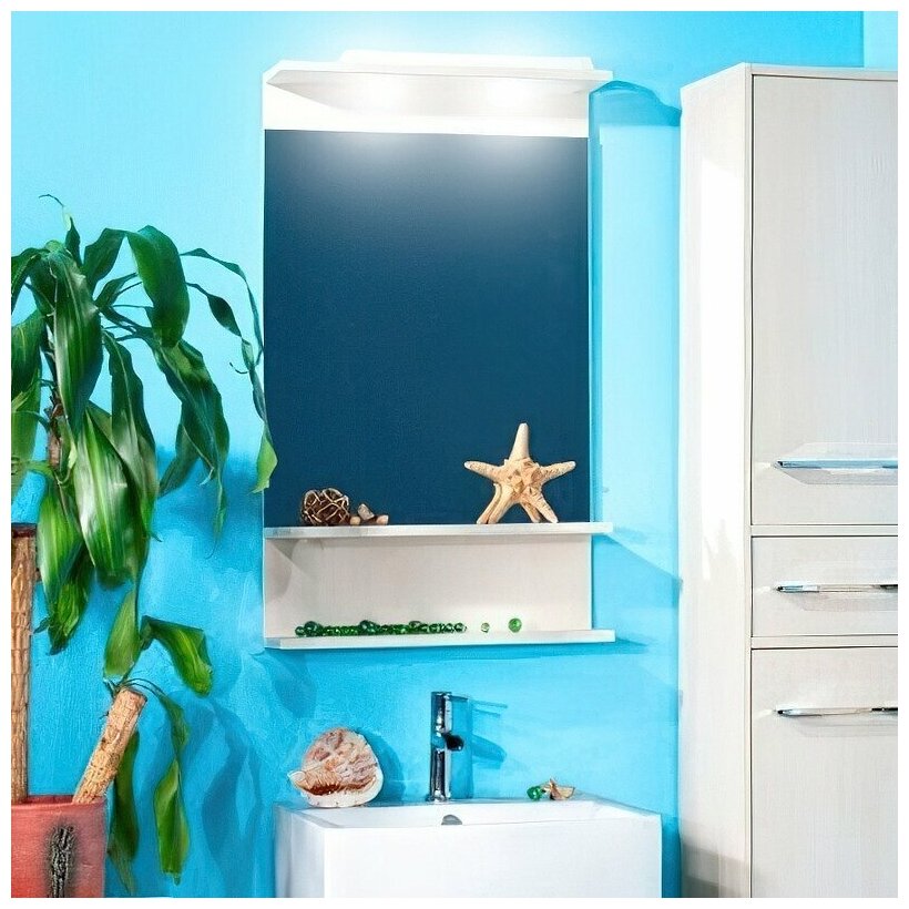 Зеркало для ванной Чили 55 Светлая лиственница - фотография № 5