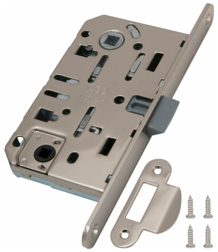 Замок AGB (АГБ) межкомнатный WC (матовый хром) MEDIANA EVOLUTION B01102.50.34.567 (инд. упак+B01000.13)