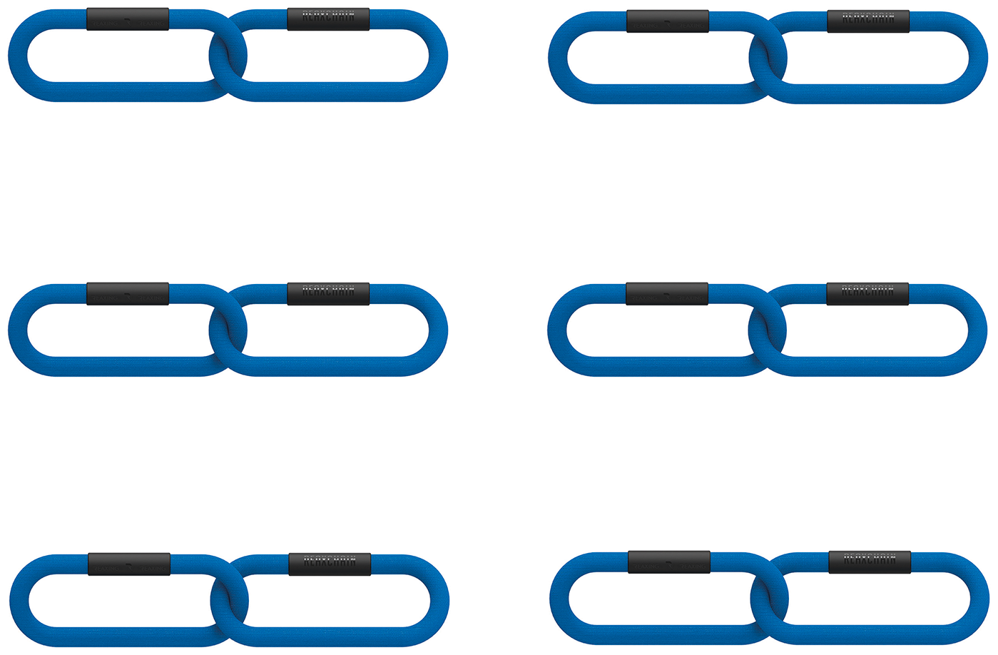 Цепи для фитнеса 2кг REAX CHAIN (в комплекте 6 цепей по 2 звена), цвет: синий