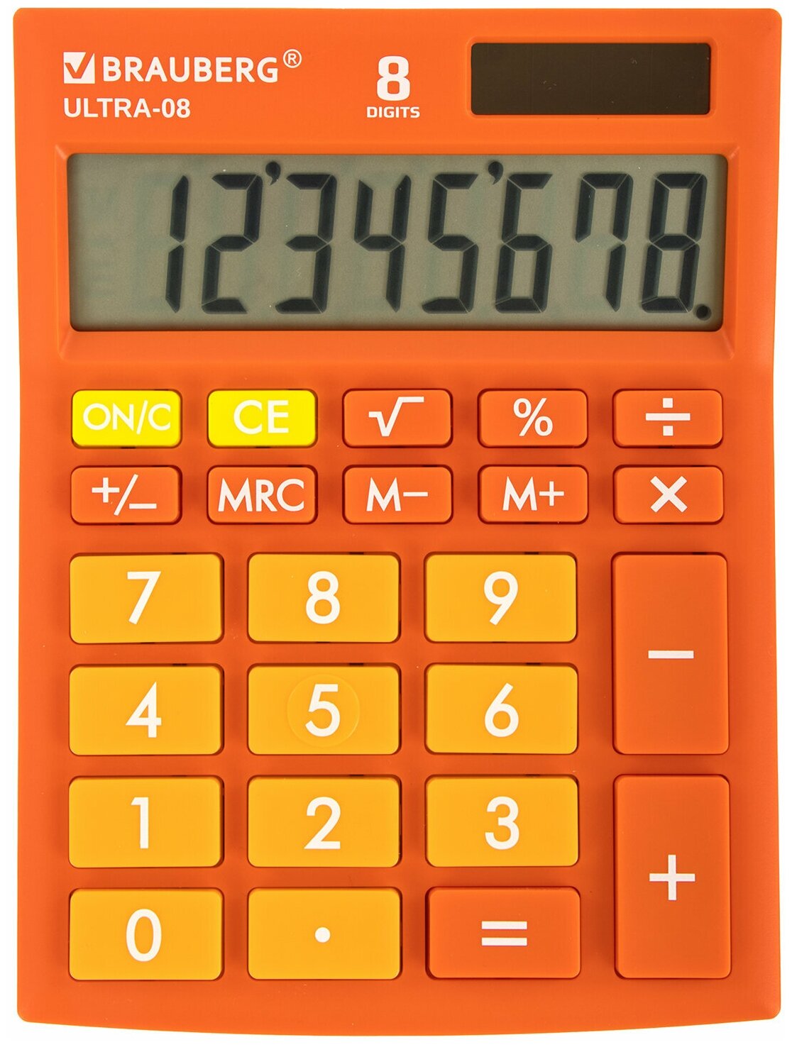 Калькулятор настольный BRAUBERG ULTRA-08-RG, компактный (154x115 мм), 8 разрядов, двойное питание, оранжевый, 250511 В комплекте: 1шт.