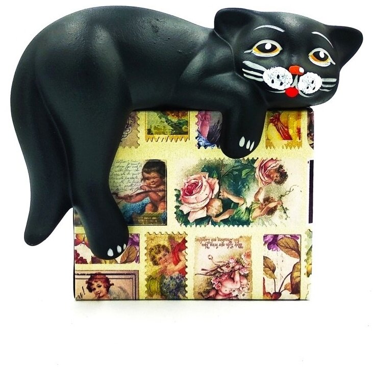 Статуэтка фигурка Кот Сема чернная 18 см керамик для интерьера, сувениры и подарки, декор для дома, фигурки коллекционные