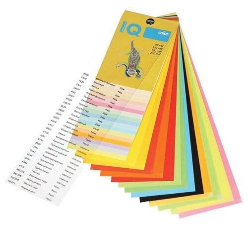 Бумага цветная IQ color А4 80 г/м2 250 л (5 цветов х 50 листов) микс тренд RB03