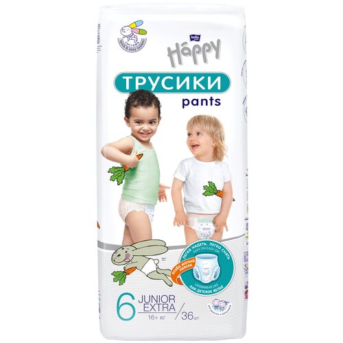 Подгузники - трусики для детей bella baby Happy Junior Extra, 36 шт./уп, вес 16+ кг