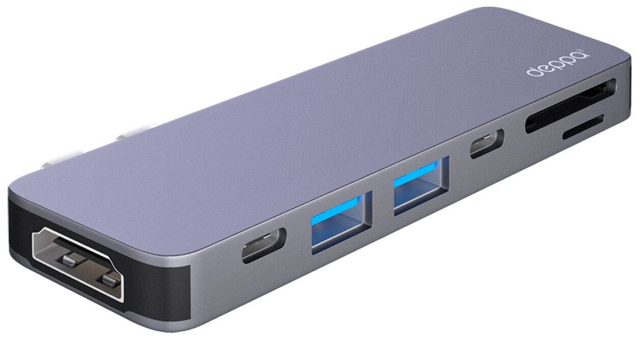 USB-C адаптер для MacBook 7-в-1, графит, Deppa 73121