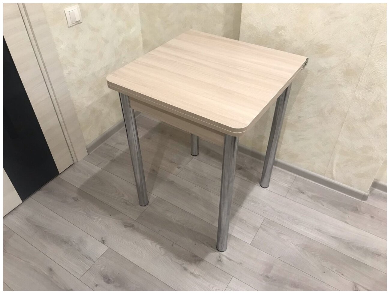 фото Стол обеденный раздвижной 60 см на 60(120) см ясень шимо светлый