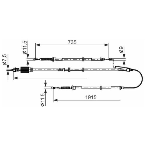 Трос Ручного Тормоза Opel Astra J-1915мм Bosch арт. 1987482801
