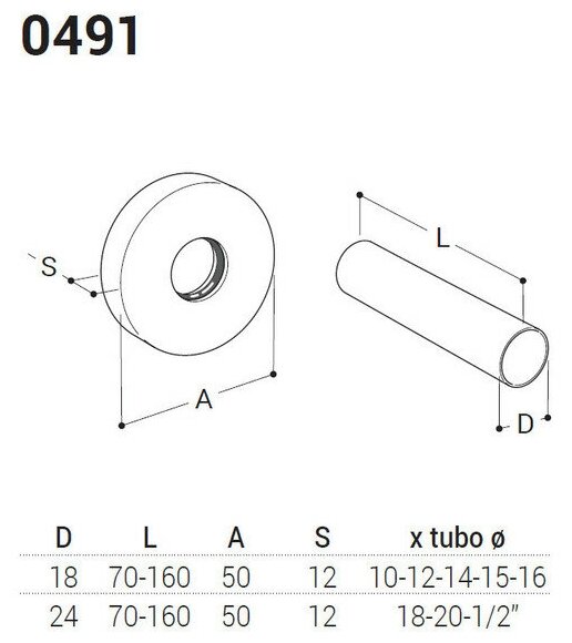 Комплект декоративных трубок SR Rubinetterie 70хD 18-20-1/2" цвет золото - фото №2