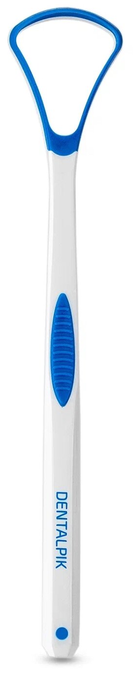 Скребок для языка Dentalpik Tongue Cleaner, белый, синий