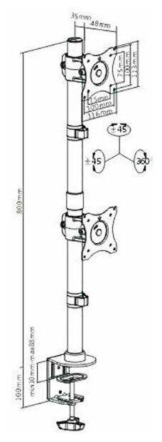 Настольный кронейн для двух мониторов iTECHmount MBS10-21F