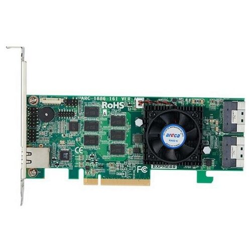 areca raid контроллер areca arc 1686 2nod pcie 4 0 x8 low profile 2 x m 2 connector tri mode interface at each m 2 bays 12gb s sas sata gen 4 0 pcie nvme raid 0 1 10 jbod hold up supercapacitor onboard rtl arc 1686 2nod Контроллер SAS/SATA RAID Areca ARC-1886-16I, OEM