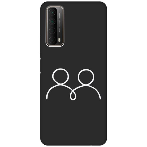 Матовый Soft Touch силиконовый чехол на Huawei P Smart (2021), Хуавей П Смарт (2021) с 3D принтом Couple Lines W черный матовый soft touch силиконовый чехол на huawei p smart 2021 хуавей п смарт 2021 с 3d принтом couple lines w черный