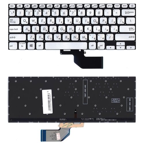 аккумулятор для asus x330fa 3g s330ua 8130gl s330ua ey637t vivobook s13 s330fa ey008t vivobook s13 s330ua ey00 c31n1806 Клавиатура для ноутбука Asus S13 S330FA серебристая с подсветкой