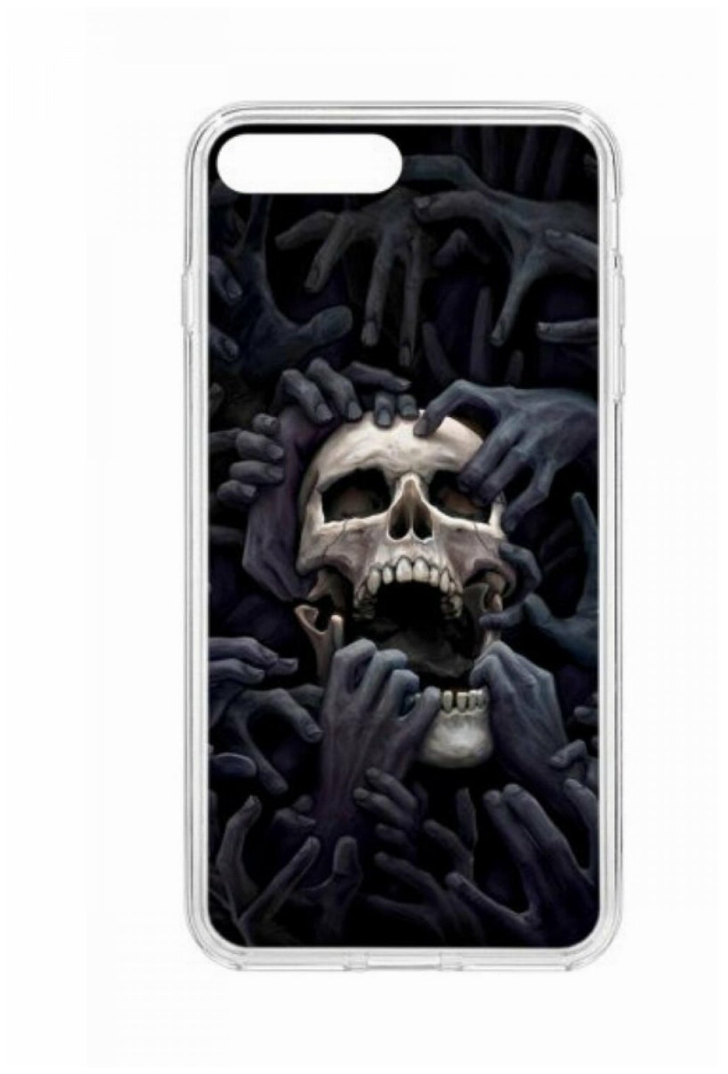 Чехол для iPhone 7 Plus Kruche Print Skull Hands,противоударная пластиковая накладка с рисунком,силиконовый бампер с защитой камеры,кейс с принтом