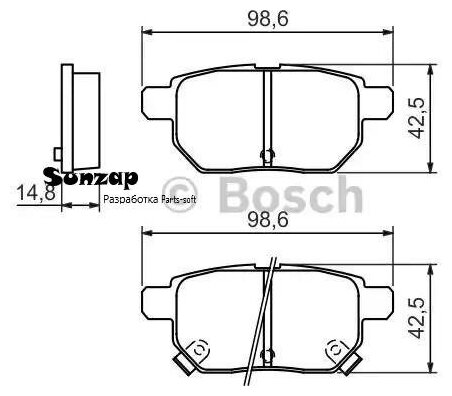 BOSCH 0986494328 Колодки тормозные TOYOTA Auris, Corolla (07-) задние (4шт.) BOSCH