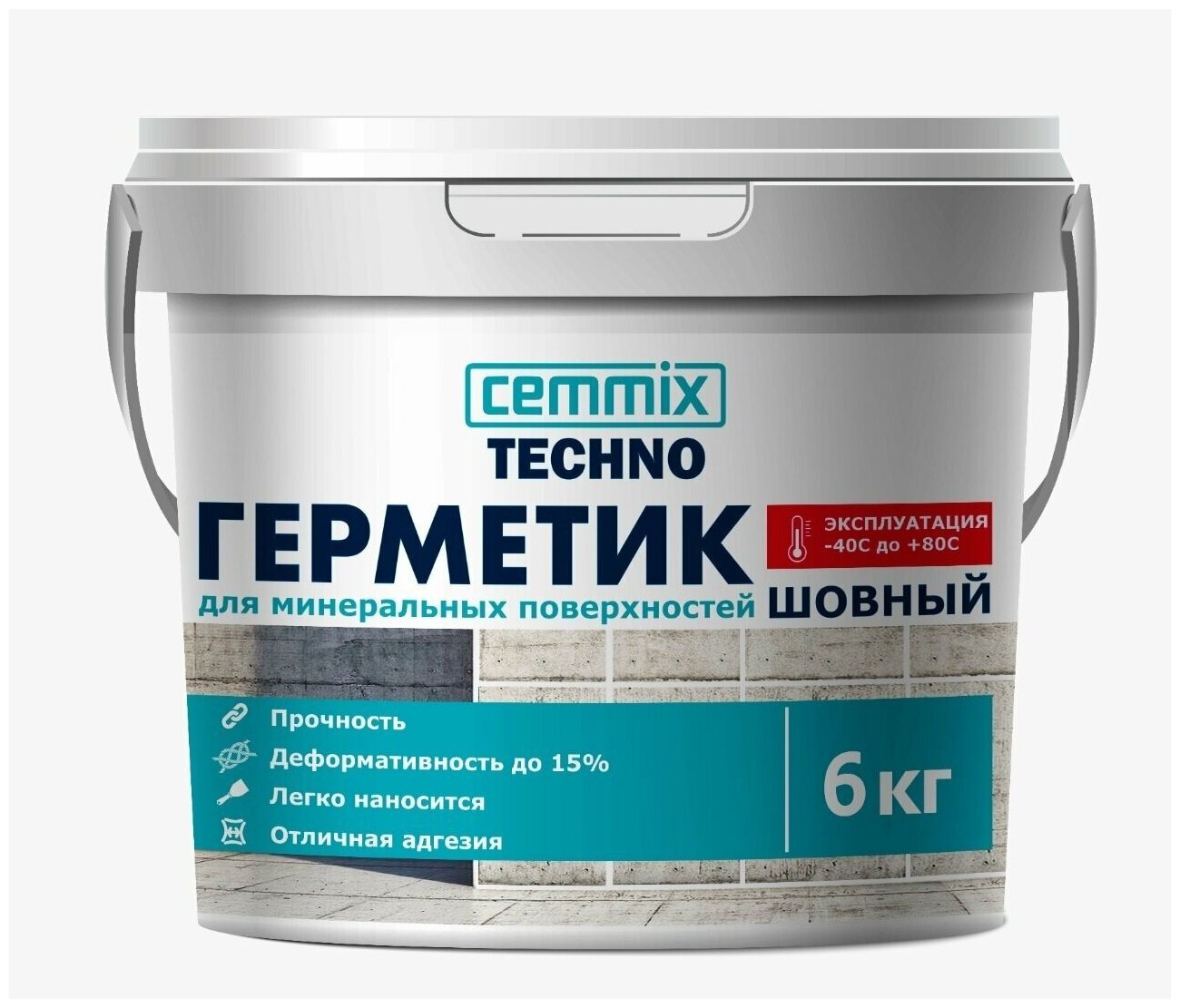 Герметик универсальный Cemmix Акриловый, белый, 6 кг
