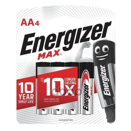 Батарейки Energizer MAX E91/AA 1,5V - 4 шт. батарейки energizer max энерджайзер макс плюс plus aa e91 bp4 пальчиковые 4 шт на блистере