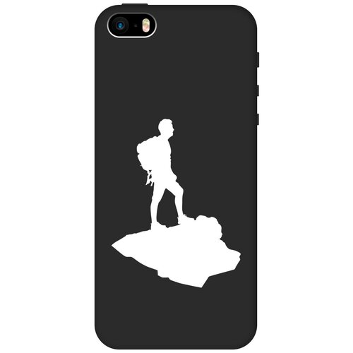 Силиконовый чехол на Apple iPhone SE / 5s / 5 / Эпл Айфон 5 / 5с / СЕ с рисунком Trekking W Soft Touch черный чехол книжка на apple iphone se 5s 5 эпл айфон 5 5с се с рисунком the nineties w черный