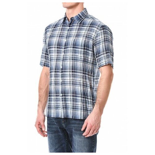 фото Мужская летняя рубашка westland в клетку w1023 blue размер 3xl