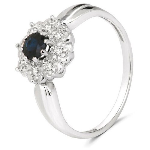 фото 95419-3 кольцо русские самоцветы самоцветы кольцо с сапфиром и бриллиантами,18 размер