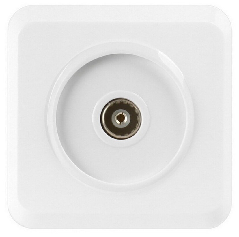 фото Розетка телевизионная 1-местная 75Ом 5-862МГц белая "Юпитер", SmartBuy