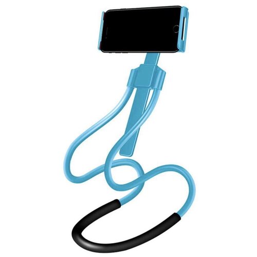 Держатель многофункциональный силиконовый гибкий для телефона на шею (голубой)