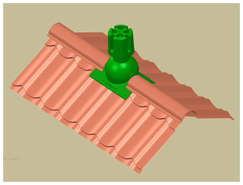 Коньковый элемент Krovent Pipe-Cone для любого вида кровли, зеленый - фотография № 4