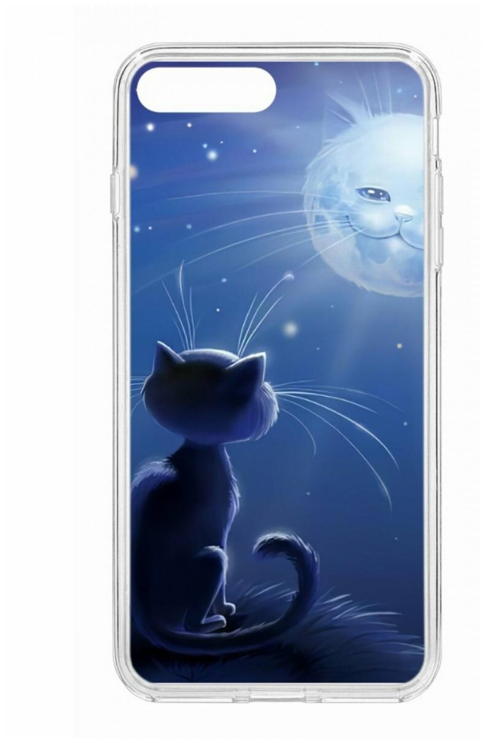 Чехол для Apple iPhone 7 Plus/8 Plus КRUЧЕ Print Лунный кот,пластиковая накладка,силиконовый бампер с защитой камеры,защитный кейс с рисунком на Айфон