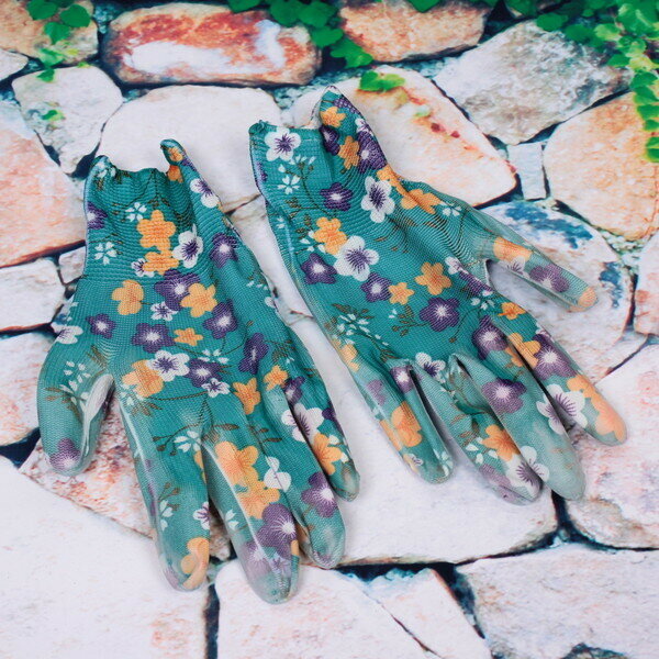 Перчатки нейлоновые «Фантазия-Флора» с ПВХ покрытием полуоблитые 8 р-р б/блистера - фотография № 2