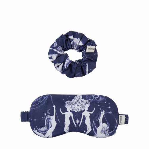 Celena Маска для сна и резинка для волос Astrology Blue маска для сна celena подарочная упаковка 2 шт бежевый