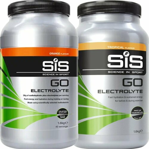 Изотоник SCIENCE IN SPORT (SiS) GO Electrolyte Powder 2 x 1600 г, Тропические фрукты, Апельсин